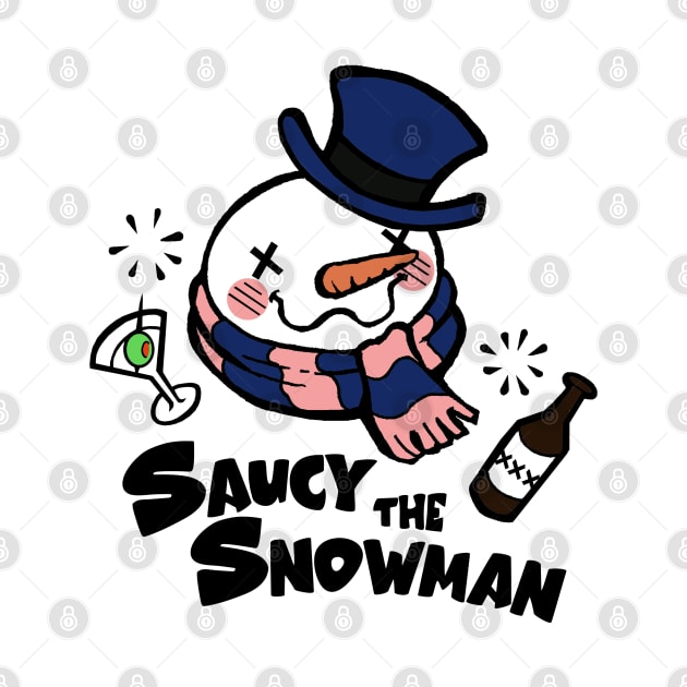 Saucy The Snowman - Frosty Humor - White Outlined, Color Version 4 by Nat Ewert Art