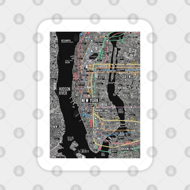 New york city subway street map Magnet by ol1ie