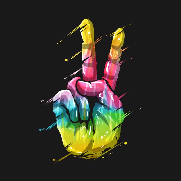 Colorful LGBTQ Victory Sign Hand Peace Sign by SinBle