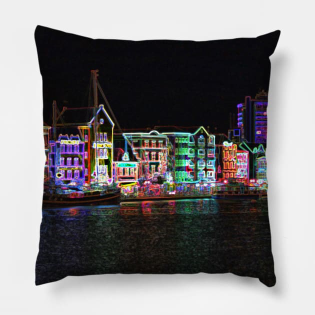 Neon Nights on Curacao Pillow by Christine aka stine1