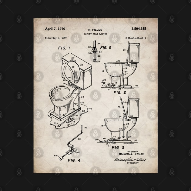 Toilet Seat Patent - Housewarming Bathroom Art - Antique by patentpress