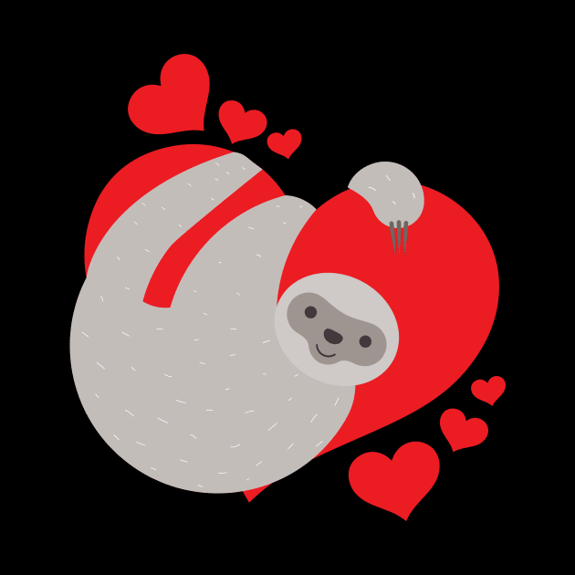 Cute & Adorable Valentines Day Sloth Hugging Heart by theperfectpresents