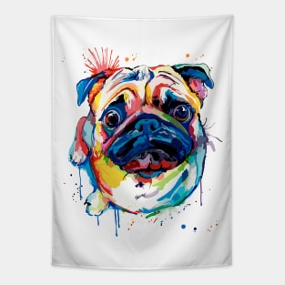 Bright Rainbow Pug Tapestry