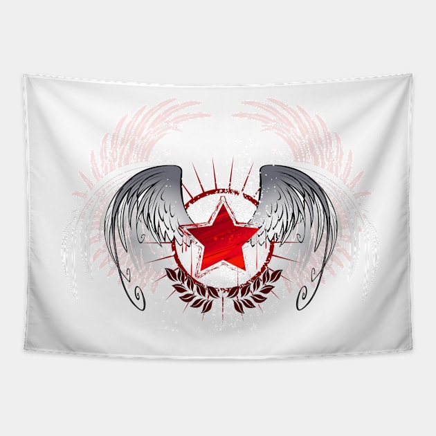 Red Star Painted with Paint Tapestry by Blackmoon9