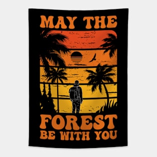 Earth Day May The Forest Be With You Groovy Retro Tapestry