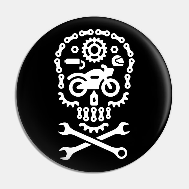 Dia de los Muertos Sugar skull cruiser bike biker motorcycle Halloween Motocross Pin by LaundryFactory