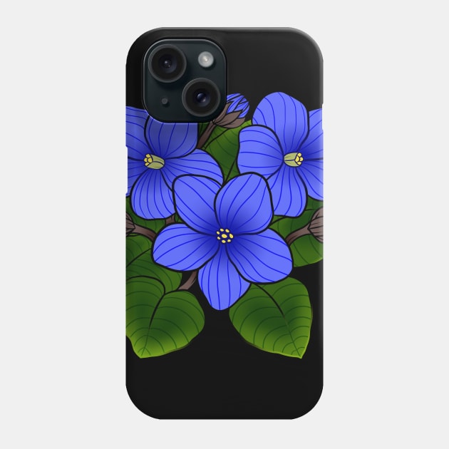 Blue African Violets in Black Phone Case by leashonlife