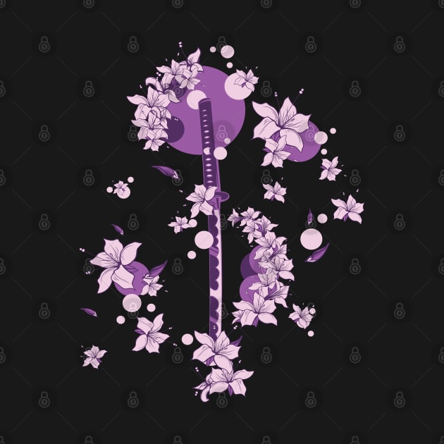 Japanese Katana Sword Floral Flower Pattern by MintedFresh