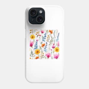 Watercolor Assorted Wildflowers Pattern 5 Phone Case