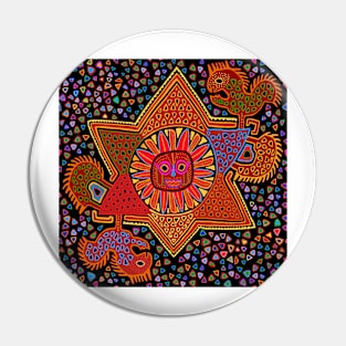 Kuna Indian Autumn Sunburst Pin