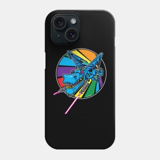 Laser Dragon flying through a Rainbow Phone Case