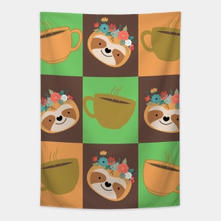 Sloth And Coffee Tapestry