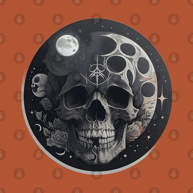 Moon skull with stars by Spaceboyishere