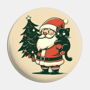 Santa and his cat cute Christmas Pin