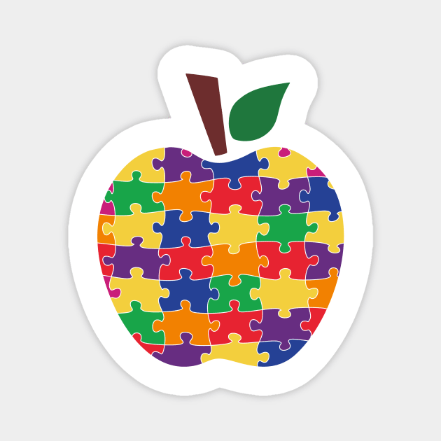 Puzzle Apple Autism Awareness Gift for Birthday, Mother's Day, Thanksgiving, Christmas Magnet by skstring