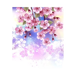 Pink sakura on textured background T-Shirt