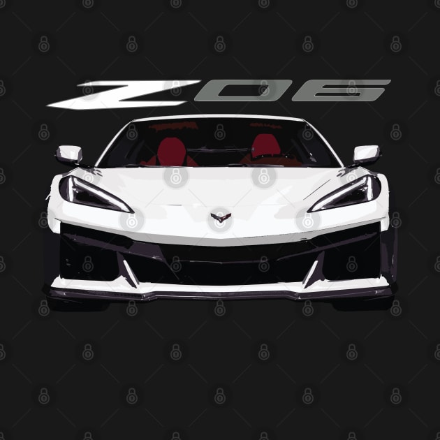 C8 Arctic White Z06 c8r graphic car line art by cowtown_cowboy