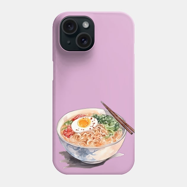 Watercolor ramen bowl, foodie gift, ramen lover Phone Case by One Eyed Cat Design