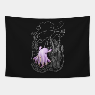 Dumbo Octopus Doodle for dark background Tapestry