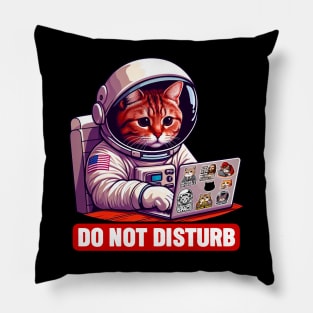 Do Not Disturb Astronaut Tabby Cat Laptop Pillow