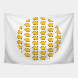 Yellow Pig Pattern Graphic Tapestry