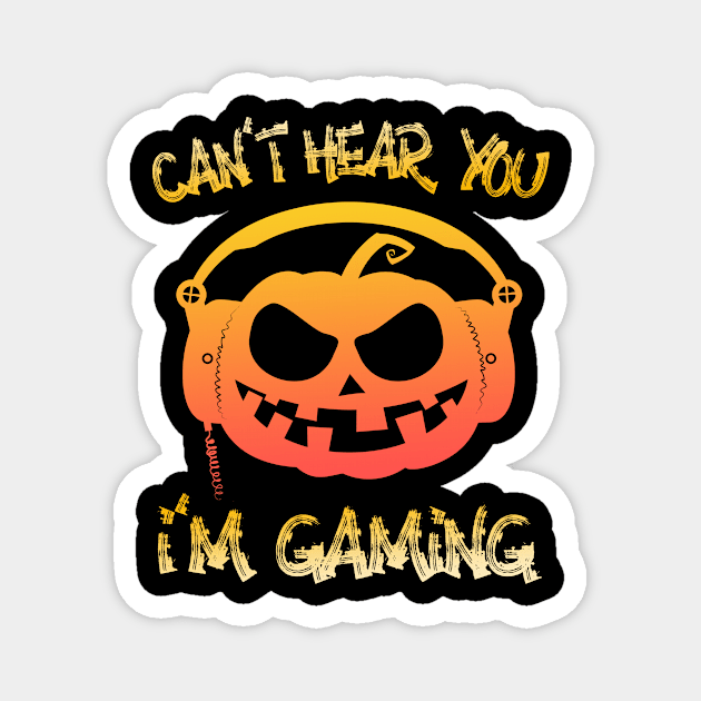 Funny Halloween Pumpkin Gamer Gift Magnet by Foxxy Merch