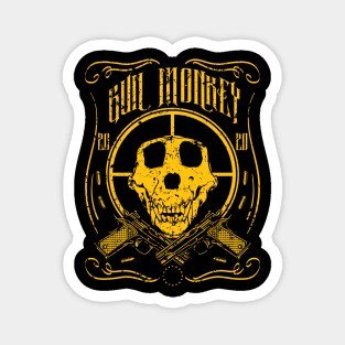 Gun Monkey Skull Magnet