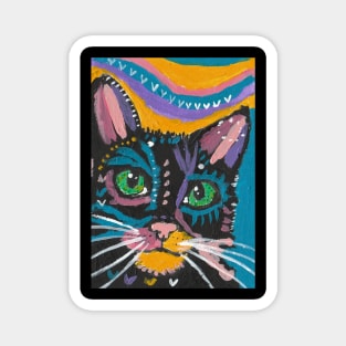 colorful cat face abstract Magnet