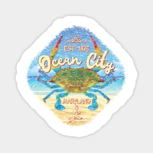 Ocean City, Maryland, Blue Crab on Beach Magnet