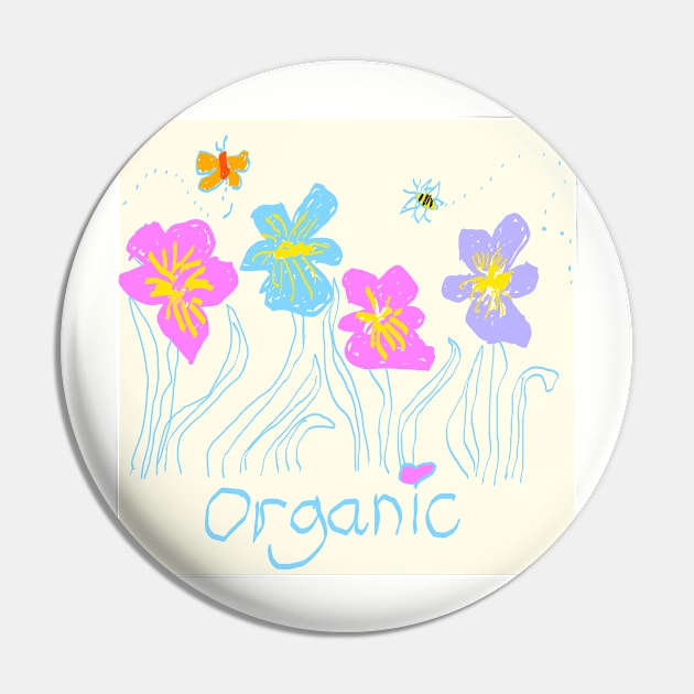 Organic Iris Flowers in the Garden with Bee Pattern Pin by SarahRajkotwala