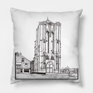 Zierikzee Netherlands Saint-Livinus Monster Tower Pen and Ink Illustration Pillow