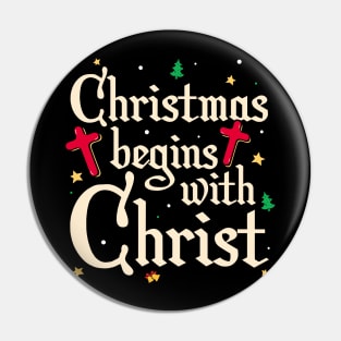 Christmas Begins With Christ Jesus Cross Christian Pajama Pin