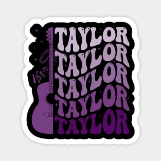 Taylor First Name I Love Taylor Girl Groovy Retro Tie Dye Magnet