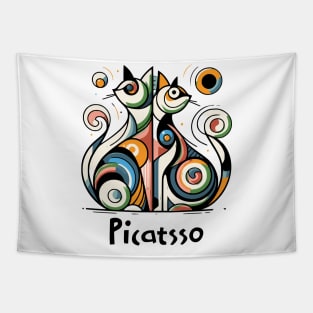 Dual Picatsso Geometric Abstract Cats Tapestry