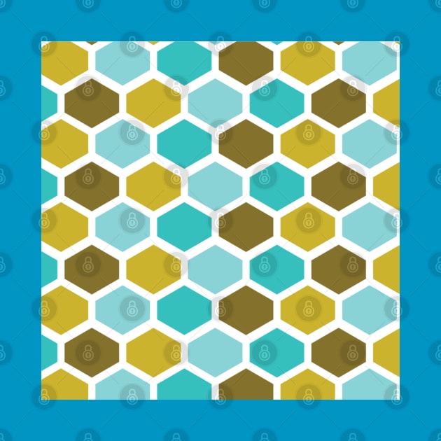 Bestagons Hexagon Mod Print Mid Century Pattern by Shayna