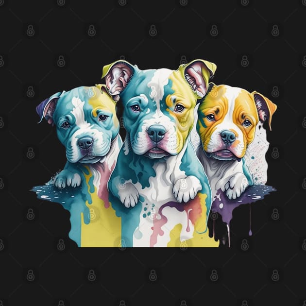 American Pit Bull Terrier Dog Puppies Head by Pet T-Shirt Designs