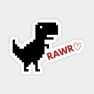 Rawr Dinosaur Happy Valentines Day - Game Pixel Dinosaur Magnet