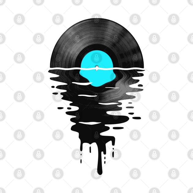 Vinyl LP Music Record Sunset Mint Blue by Nerd_art