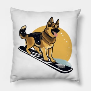 Ride with a Purpose: Snowboarding German Shepherd Design that Plants Trees Pillow