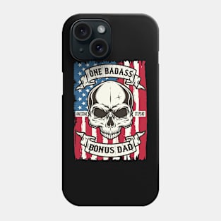 One Badass Bonus Awesome Stepdad Distressed American Flag Patriotic Motorcycle Phone Case