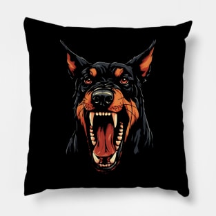 Doberman Vintage Angry Graphic Pillow