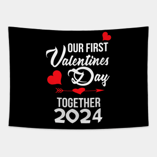 Our First Valentines Day Together 2024 Matching Couple Tapestry