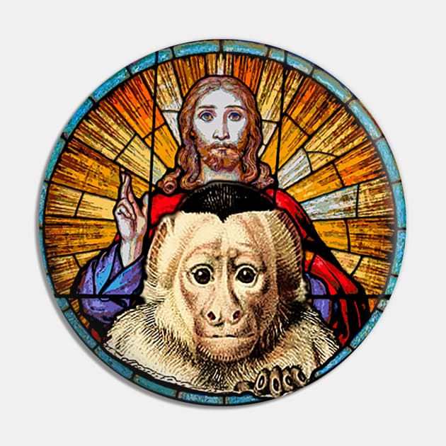 Jesus Christ and the little monkey Pin by Marccelus