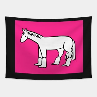 Horse in Boots on Pink Tapestry