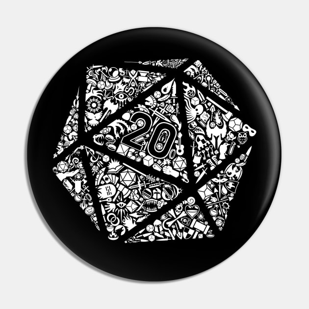 Mosaic D20 Pin by Glassstaff