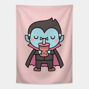 Cute Little Vampire Sucking Bubble Tea Tapestry