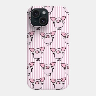 Cute Piggy On Pink Stripes Phone Case