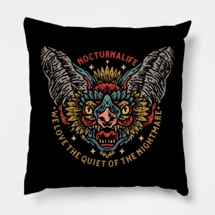 bat colorful hand drawn vintage Pillow