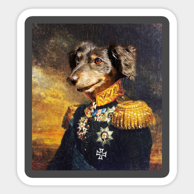 Walter Portrait Retro Dog Military Painting Dog Sticker