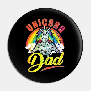 Rainbow Paint Splatter Unicorn Dad Awesome Fathers Pin